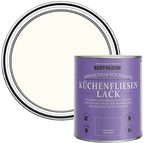 Rust-Oleum White Water-Resistant Kitchen Tile Paint in Gloss Finish - Antique White 750ml