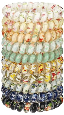 JessLab Spiral Hair Ties for Women, 10pcs No-Damage, Traceless Ponytail Holders, Assorted Colors, Cute Plastic Coil Hairbands for Ladies & Girls, Assorted Colors