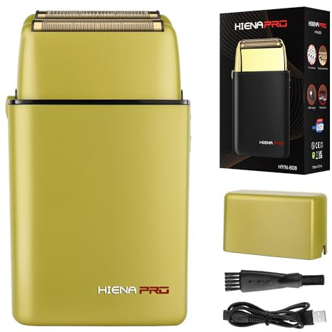 HIENA PRO Folienrasierer Herren, Null Maschine Haare, Reiserasierer Herren, Epilierer Herren Friseur, Folienrasierer Für Herren, Elektrorasierer, Abnehmbar und waschbar, USB, Gelb