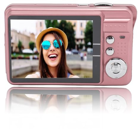 Digitalkamera, 4K 48MP Barnkamera för Fotografering, Stöd för Kompaktkamera 128GB Utbyggbar, 8X Digital Zoom, 2,7 HD-skärm, med Engelsk Manual (Rosa)