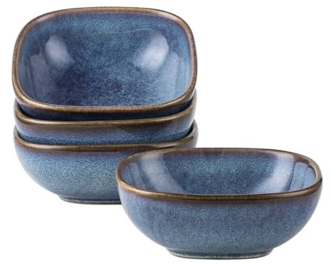 UNICASA Dessertschalen Keramik Set von 4, Square Salatschüsseln Snackschale - Hellblau