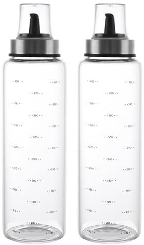 ASelected Oil Bottle 2 x 500 ml Oil Dispenser Vinegar and Bottle Set Olive Container with Clear Scale Suitable for Kitchen and BBQ