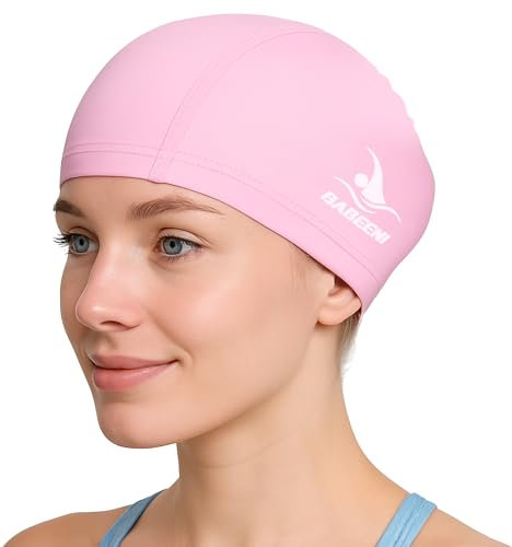 Fabric Swim Cap Women Adult - One Size Pink Swim Cap, Cloth Swimcap for Long and Short Hair for Women, Lightweight and Comfortable, Perfect for Pool, Beach, Lap Swimming, Gifts for Swimmers