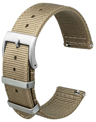 Anbeer 19mm Bracelet-montre en nylon à attache rapide en deux parties avec boucle en métal, bracelet-montre en nylon tissé en deux couches