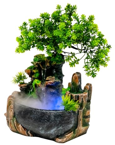 Fontana da interni a cascata, fontana da tavolo, decorazione per desktop, fontana da giardino, grande cascata, con illuminazione a LED, decorazione per soggiorno, fontana da tavolo, decorazione per
