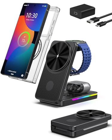 Magnetic Wireless Charger for Samsung, 3 in 1 Travel Charging Station
