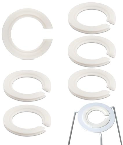 E27 a E14 - Juego de 6 reductores de pantalla de plástico, 42 mm a 29 mm, adaptador E27 a E14 para soporte de pantallas de lámpara con doble anillo, color blanco