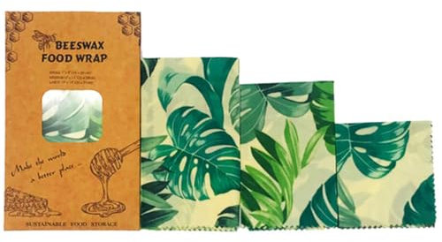 Beeswax Wraps | Eco Friendly Sustainable Reusable Food Wraps | Biodegradable Zero Waste Plastic Free Food Storage | Bowl Covers | Organic Bees Wax Cheese Bread Sandwich Wrappers (Green)