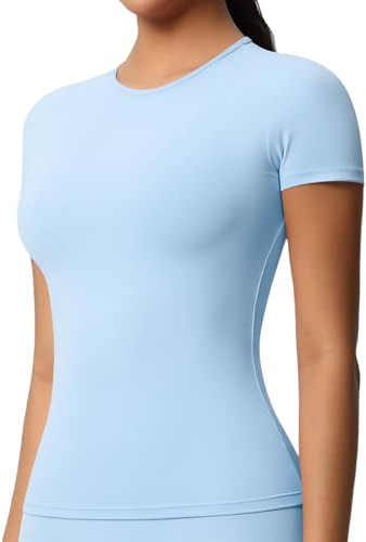 JTSONN Maglietta Donna Sportiva Manica Corta Sport T Shirt Traspirante Funzionale Maglia Collo Rotondo Corsa Compressione Camicia Yoga Palestra Top