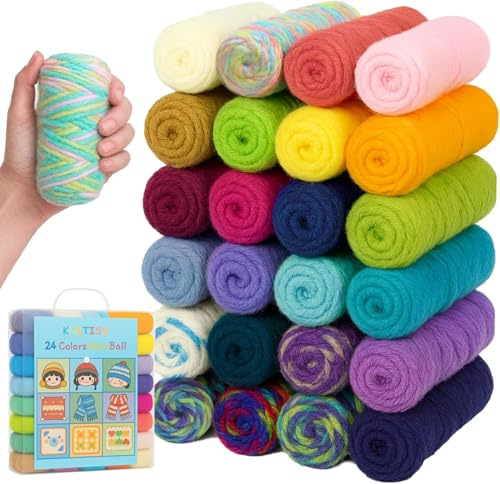 Knitiss Crochet Yarn Kits, 1312 Yards Acrylic Crochet Yarn for Crafts, 24 Colors Knitting Yarn Skeins with 4.0mm Crochet Hook