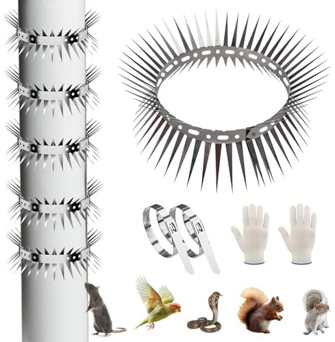 Protezione per Martore,Protezione per Martore in Acciaio Inox,Repellente per Martore 100cm,Cintura Anti-Martore per Tubi Scolo,Cintura Repellente per Gatti,con Accessori,per Casa,Albero,Grondaia