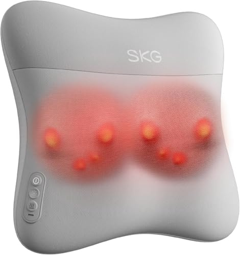 SKG® Das Original kabelloses Nacken- und Rückenmassagegerät mit beidseitiger Wärmefunktion, tragbares Massagekissen mit Vibrationsmassage für Zuhause & Büro, Geschenk für Damen und Herren, VS500