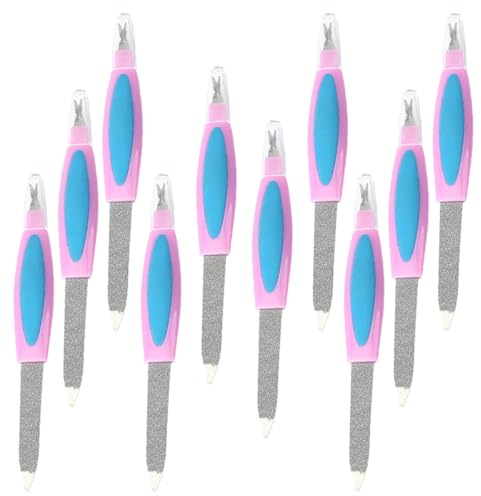 DECHOUS Set da 10 Lime per Unghie in Acciaio Inox 14,5 Cm Doppia Estremità, Lime per Lucidatura e Grana Grossa, Strumenti Professionali per Manicure e Pedicure a Casa e Salone