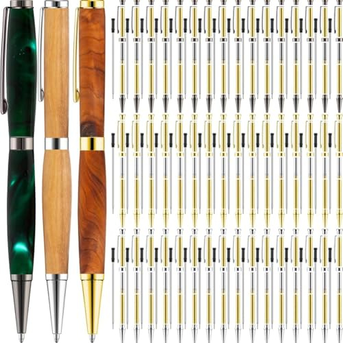 Prterver Kit de 60 Bolígrafos Giratorios para Torneado de Madera, Bolígrafo Delgado de 7 mm, A Granel con Paquete de Repuesto para Proyectos de Torneado Madera, Manualidades y Regalos.