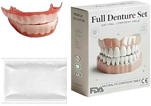 LAKVIL Faccette Dentali, Denti Finti da Applicare da Soli, Dentiera Finta Naturale, Kit per Dentiera Completa Superiore e Inferiore, Riparazione Temporanea Denti, con 20 g di gel per la dentizione
