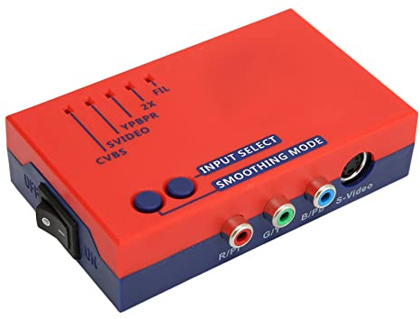Yinhing Adaptador Retrotink Retroscaler2x para Consolas Retro como N64, Dreamcast y Mega Drive, convertidor AV a con escalado 2X, Interfaz Multimedia HD con Salida de y Video Digital, Color Rojo