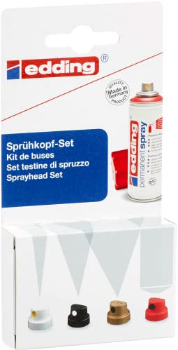 edding 5200 set testine intercambiabili per vernice spray permanente - set di 6 testine - valvole di ricambio in 4 taglie - da linee sottili (1 cm) a superfici ampie (14 cm)