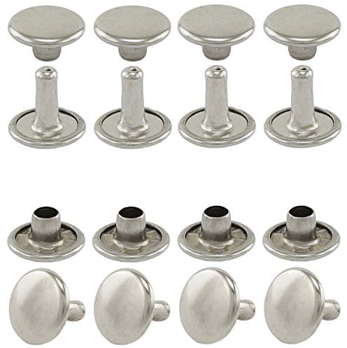 GETMORE Parts Hohlnieten Doppelkopf, Doppelhohlnieten, Doppel-Niet, Stahl, zweiteilig - ab 100 Stück, Silber vernickelt, 12 mm