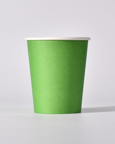 8oz Traffic Light Single Wall Drinks School Learning Paper Cups - Green - Pack of 1000