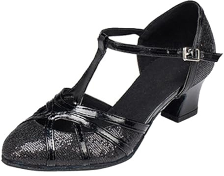 MGM-Joymod Dam T-Starp Glitter Syntetisk Bröllop Tango Sås Moderna Latina Dansskor, L2040 Svart Glittrande 5 cm, 36 EU