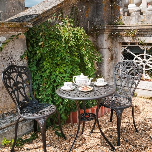 Lazy Susan Bistrotisch Tulipe 60 cm | Rund 2-Sitzer | Aluminiumguss | Wetterfest | 3 Jahre Garantie | Bronzefarben