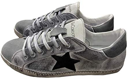 VIA CONDOTTI Scarpe Sneaker Basse Uomo Grigie camoscio Pelle Bianca Sfumata Stella Nera Nuovo