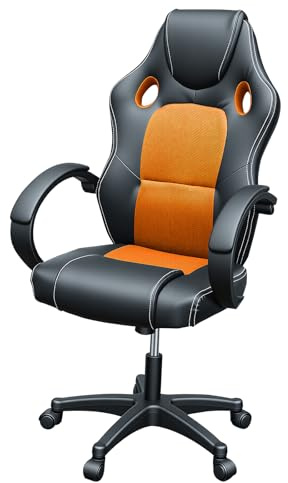 Panana Gaming Chair, Racing Style Office High Back Ergonomic Conference Work Chair Reclining Computer PC Swivel Desk Chair with Lumbar Support&Adjustable Task Gas lift PU Leather (Orange)