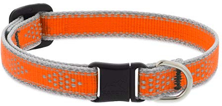 Lupine Reflective Cat Safety Collar 1/2 Wide Orange Diamond Adjusts 8 to 12