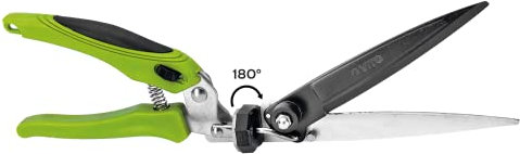 VITO Garden Rasenkantenschere mit 180° drehbarem Schneidekopf | Gartenschere | Premium Rasenschere | Grasschere 350 mm | rostfreie Klingen aus Karbonstahl | Ergonomische, rutschfeste Griffe