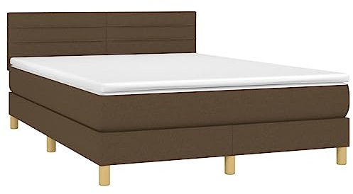 vidaXL Boxspringbett mit Matratze Bett Polsterbett Bettrahmen Bettgestell Lattenrost Doppelbett Hotelbett Schlafzimmerbett Dunkelbraun 140x200cm Stoff