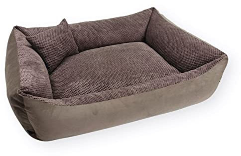 4L Textil Teo Katzenbett flauschig Katzenkörbchen Katzensofa Kuscheliges Hundebett kleine Hunde Katzenkorb waschbar Hundekorb für Welpen Braun (60x40 cm, Braun)