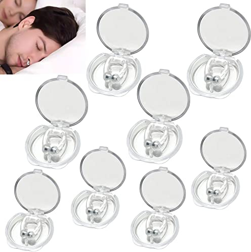 CLDURHGE Paquet de 8 Clip magnétique Anti-ronflement Dilatateur Nasal Dispositif Dispositif de réduction des ronflements réutilisable Anti Ronflement Pince-Nez