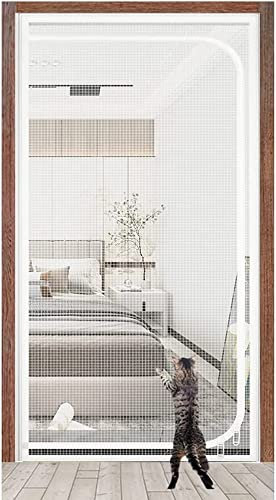 Anti-Mosquito Curtain Zip Fly Screen Door 95 Cm X 200 Cm, Insect Protection Door Zip Fly Net Mosquito Net For Balcony Door Cellar Door Living Room Patio Door Fly Screen No Drill Star ( Color : Weiss ,