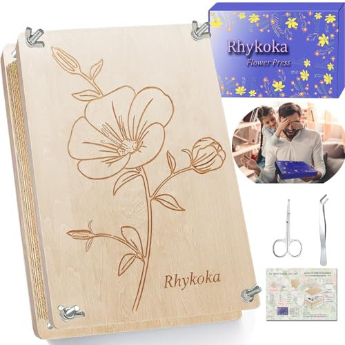 Rhykoka Große Blumenpresse Kit für Erwachsene, 10 Schichten 11,8 x 8,3 Zoll DIY Holz Blume Blatt Pflanze Presse Kit