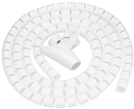 Tube Enveloppe en Spirale, Manchon de Protection Recouvert de Cordon Flexible, Manchon de Gestion de Fil de Câble de Tuyau pour Bureau, Manchon de Câble Gaine Kit(Blanc 1,5m*16mm)