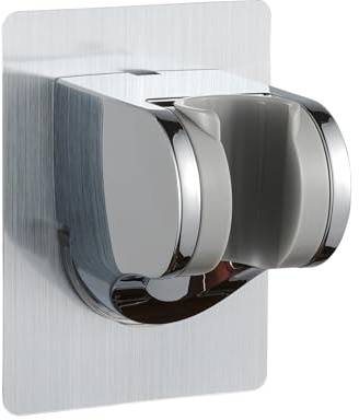 GwernKB Shower Head Holder Strong Adhesive No Drilling Wall Mount Adjustable Handheld Showerhead Bracket for RV Kids Bathroom Shower,Fix Firmly and Use Conveniently (Silver, 1)