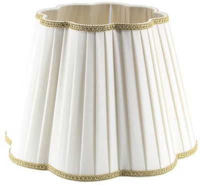 Paralume Margherita per lampada in tessuto Plissettato Pongè Avorio con Passamaneria 10 - Artigianale, autentico Made in Italy (D.25 x D.Sup. 17 H.17 cm (ATTACCO E14))