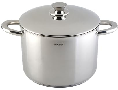 Wecook! Pentola in acciaio inox con coperchio e scala di misurazione integrata, Ø 28 cm, capacità di 12,2 litri. Compatibile con Tutte le Fonti di Calore, Inclusa l'Induzione