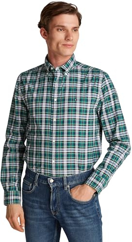 Tommy Hilfiger Camisa Hombre Flex Poplin Plaid Regular Fit, Multicolor (Nouveau Green/Allover), 3XL
