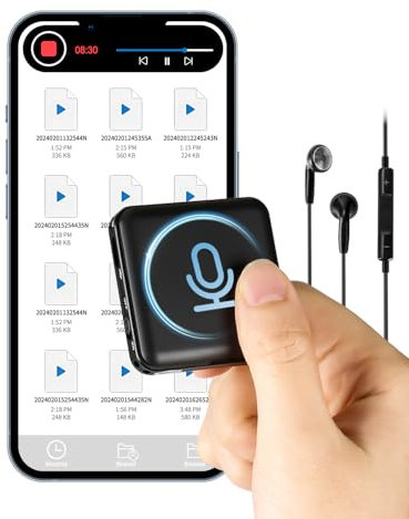 Magnetischer Mini Diktiergerät, 128 GB Aufnahmegerät mit Spracherkennung 160 Stunden Aufnahme, 1536kpbs Voice Recorder mit Rauschunterdrückung für Vorträge, Meetings, Interviews, Klasse (128 GB)