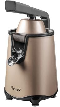 Bestron Spremiagrumi elettrico, spremiagrumi con funzione di arresto e filtro polpa in acciaio inox, con 2 coni, capacità 450 ml, leva soft pressa per un facile utilizzo, colore: beige