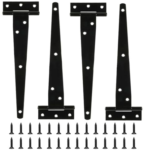 Lote de 4 bisagras en T de 15,2 cm, bisagras en T robustas para cercas de madera, portales, puertas de granero y cobertizo de jardín