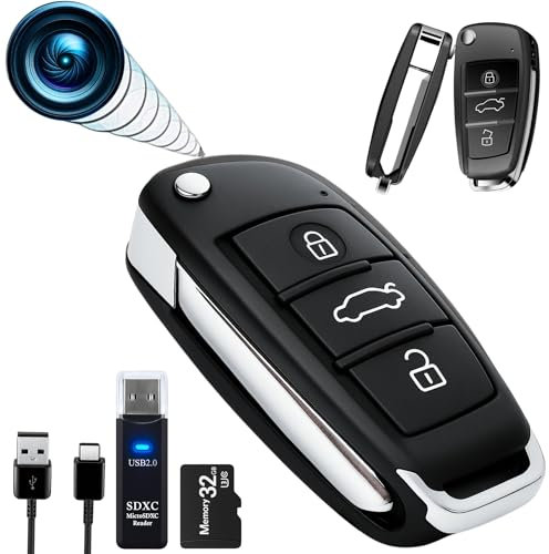 Mini Camara Espia Oculta Camuflada, Camara de Vigilancia sin Cables(PACK PREMIUM 2MP Super HD con MicroSD 32GB U3, LECTOR LED y USB-C)sin Luz al Grabar. Detector de Movimiento y Visión Nocturna,128GB