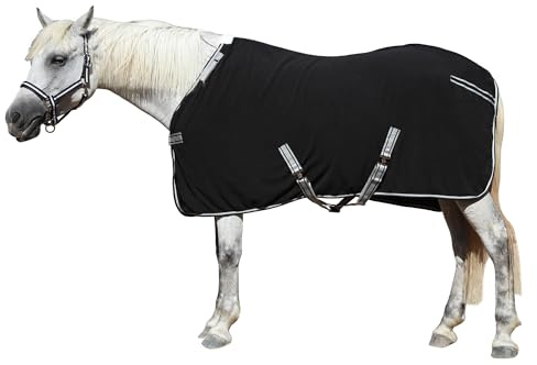 Gallopoff svettfilt för häst av fleece, 300 g/m² – andas, svettabsorberande och snabbtorkande, perfekt efter träning, tvätt, i stallet och under transport svart 125 cm