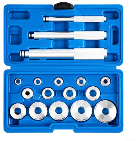 Oniissy Juego de 17 piezas de instalación de rodamientos y sellos, kit de herramientas de instalación de rodamientos de rueda de aleación de aluminio con 9 discos de conductor para coches, camiones