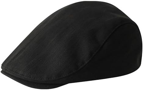 CATMEYE Men’s Flat Cap Adjustable Painter’s Newsboy Hat, Lightweight Breathable Beret-Style Cap for Walking, Golf, Driving, Travelling & Shopping (Black)
