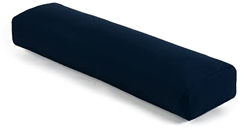 Yoga Studio EU Pranayama - Cojín de alforfón (18 x 63 x 10 cm), color azul marino, para meditación y yoga, con funda de algodón orgánico, cojín ligero