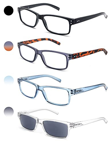 HEEYYOK Un Paquet de 4 Lunettes de Lecture 3.5 pour Homme et Femme,Lunettes Loupe Leger Durable,Branches a Ressort Confortable,De Couleurs melangees