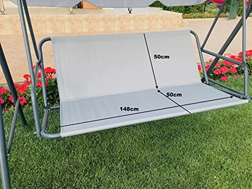 Ersatz-Schaukelsitzbezug für Hollywoodschaukel, Sitzbezug für Gartenstuhl, für den Außenbereich, 148 x 50 x 50 cm, Grau
