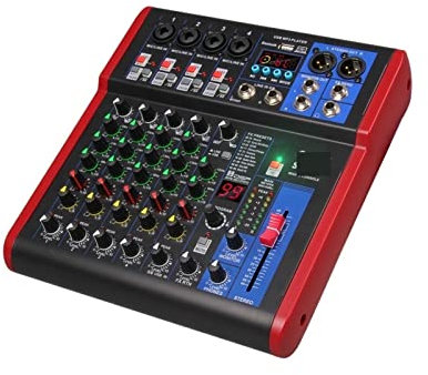 LERORA Equipo de DJ para Fiesta ¡Sound Limpio! Debra Pro 6 Canal USB Audio de Mezclador con 99 DSP Efectos Digitales for DJ Estudio de grabación de Karaoke de Consola mezcladora